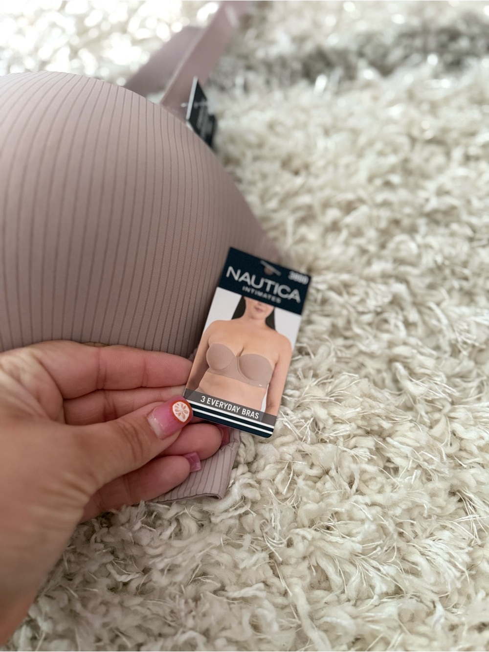 Women’s NAUTICA Neutral Colored Strapless Bra Subtle Ribbed Bra Size 38DD NWT - Picture 5 of 13